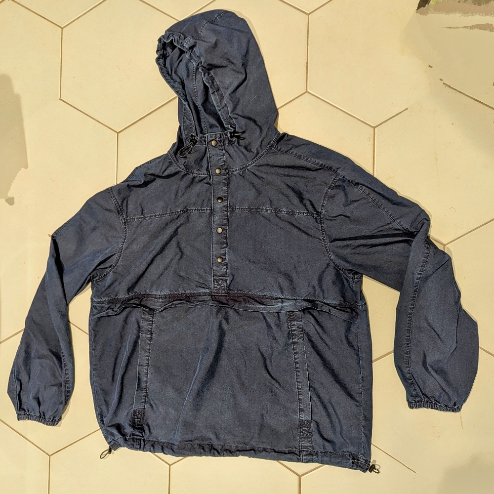 Madewell Indigo Windbreaker Pullover Jacket- size L- Navy/Indigo
